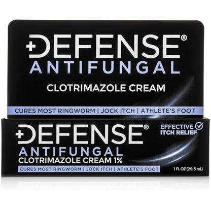 Defense Clotrimazole Antifungal Cream | Jock Itch, Athlete's Foot, Ringworm Treatment