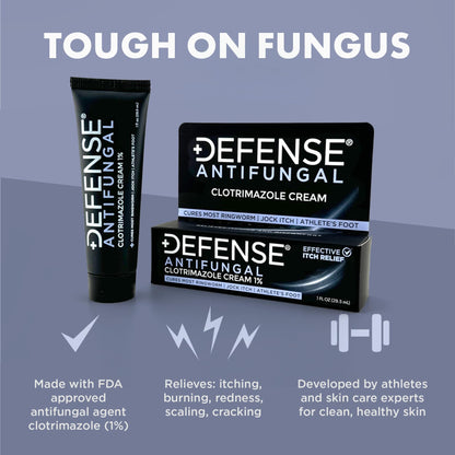 Defense Clotrimazole Antifungal Cream | Jock Itch, Athlete's Foot, Ringworm Treatment