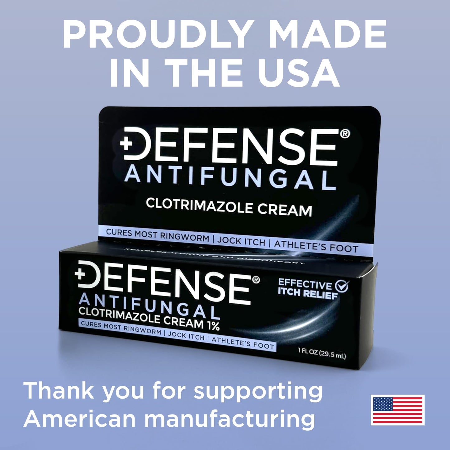 Defense Clotrimazole Antifungal Cream | Jock Itch, Athlete's Foot, Ringworm Treatment