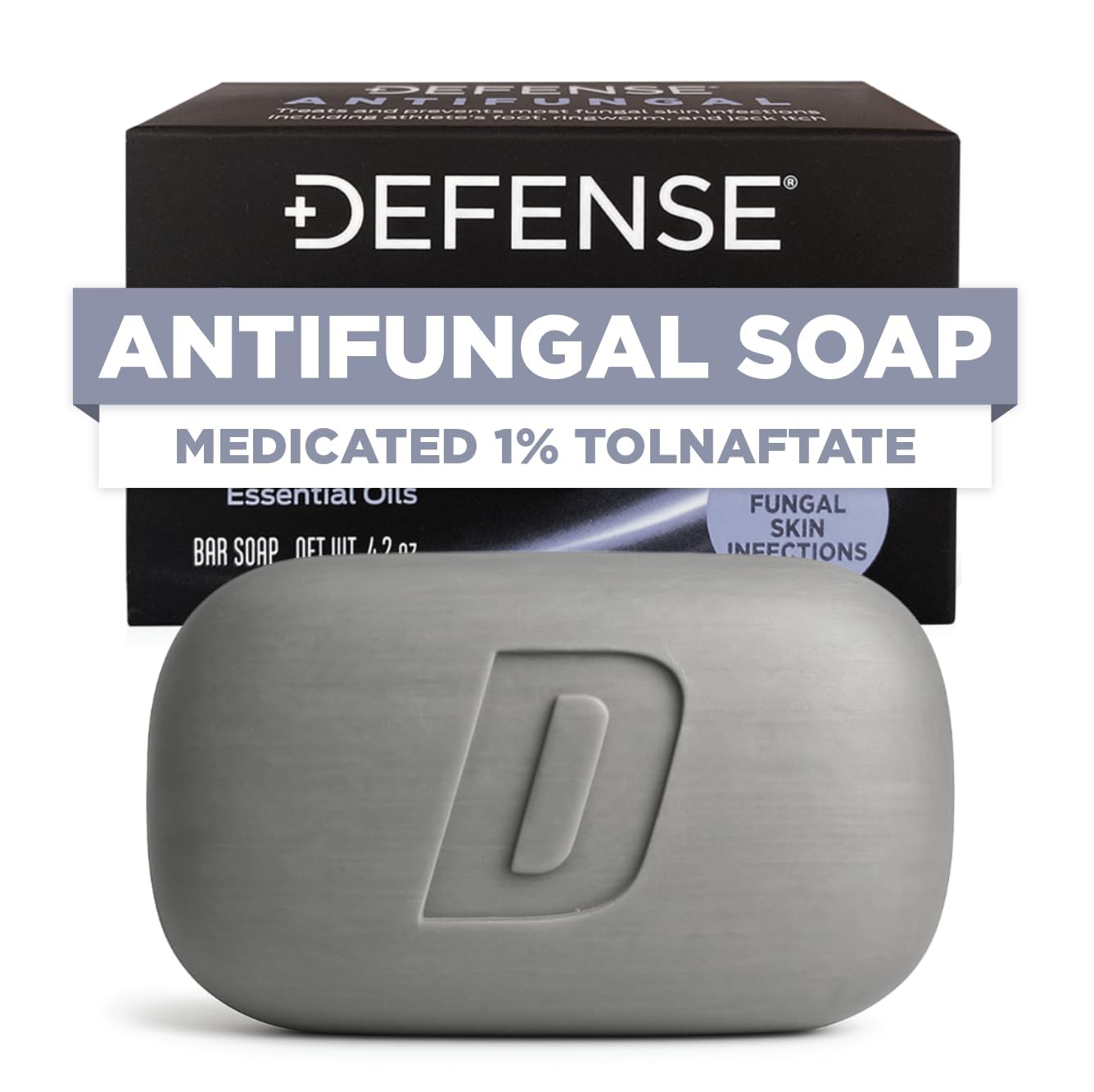 Defense Antifungal Bar Soap | Medicated Tolnaftate for Athlete's Foot, Ringworm & Jock Itch | Defense Soap