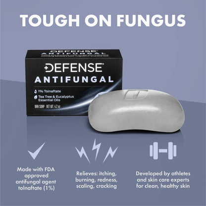 Defense Antifungal Bar Soap | Medicated Tolnaftate for Athlete's Foot, Ringworm & Jock Itch | Defense Soap