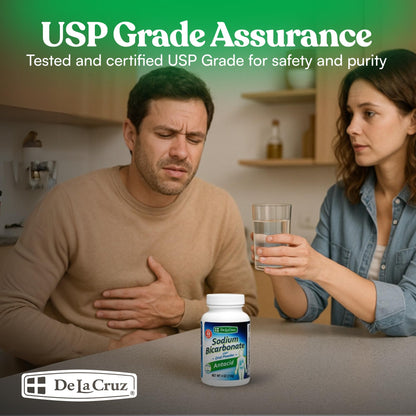 De La Cruz Pure Sodium Bicarbonate Powder – Aluminum-Free Antacid & Baking Soda, USA Packed, 4 oz
