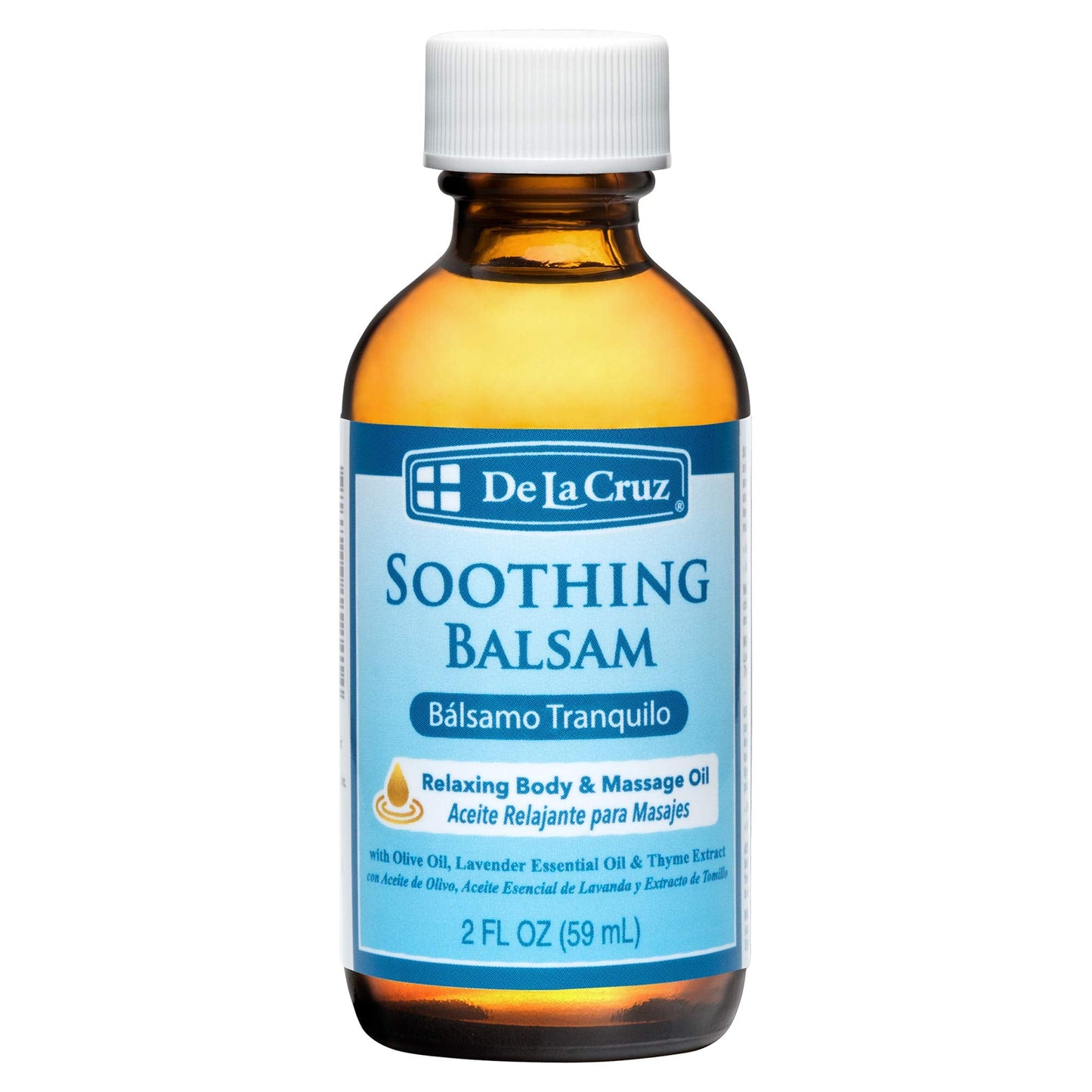De La Cruz Soothing Balsam Massage Oil - 2 FL OZ | No Preservatives, Made in USA