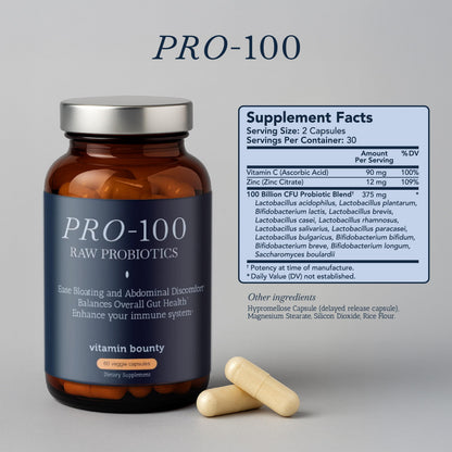 Vitamin Bounty Pro-100 Probiotic – 100B CFU, 13 Strains | Gut & Immune Support