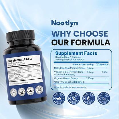 Nootlyn Methylene Blue Pharmaceutical Grade – 15 mg Capsule for Memory, Focus & Clarity