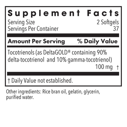 Allergy Research Group Delta-Fraction Tocotrienols Softgels - 75 Count (50 mg Vitamin E, Tocopherol-Free)