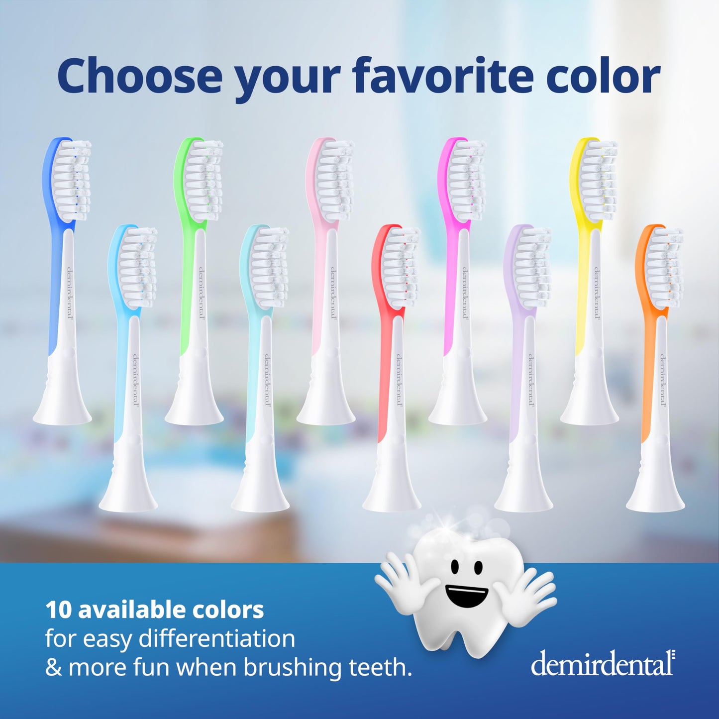 Demirdental Kids Toothbrush Heads for Philips Sonicare Kids – Ages 7-10, Turquoise, HX6048-8 Pack