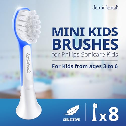 Demirdental Kids Mini Toothbrush Heads for Philips Sonicare Compact Kids (Ages 3-6) - Dark Blue