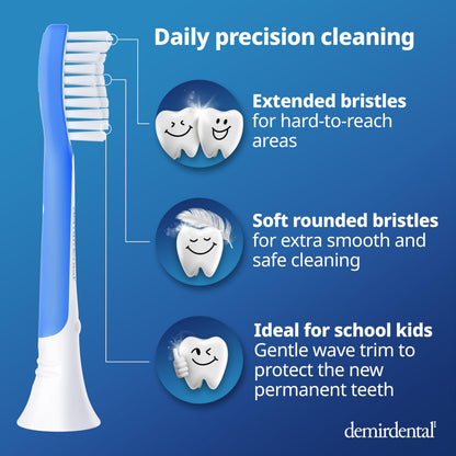 Demirdental Kids Toothbrush Heads for Philips Sonicare Kids (Ages 7-10) – Dark Blue