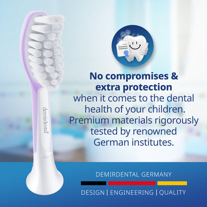 Demirdental Kids Toothbrush Heads for Philips Sonicare Kids – Ages 7-10, Lilac
