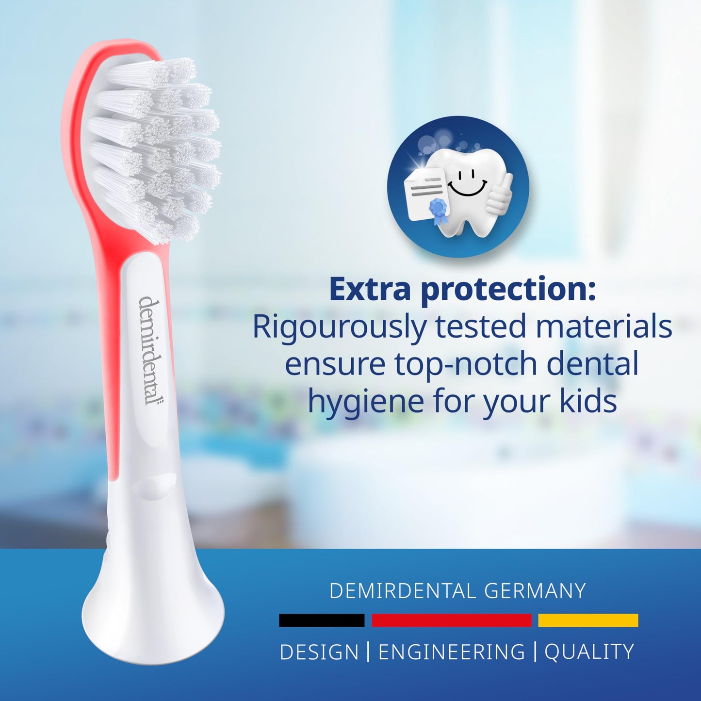 Demirdental Kids Mini Toothbrush Heads – Philips Sonicare Compatible (Ages 3-6) – Red