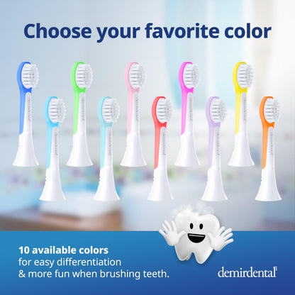 Demirdental Kids Mini Toothbrush Heads – Philips Sonicare Compatible (Ages 3-6) – Red