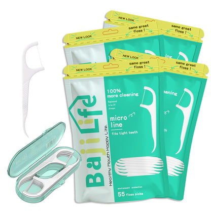 Dental Floss Picks 228 Count - 55 Count 4-Pack + 8 Count Portable Flossers
