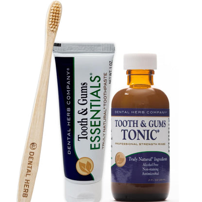 Dental Herb Company Travel Kit: Tonic Mouthwash & Essentials Toothpaste | Bad Breath & Gum Health