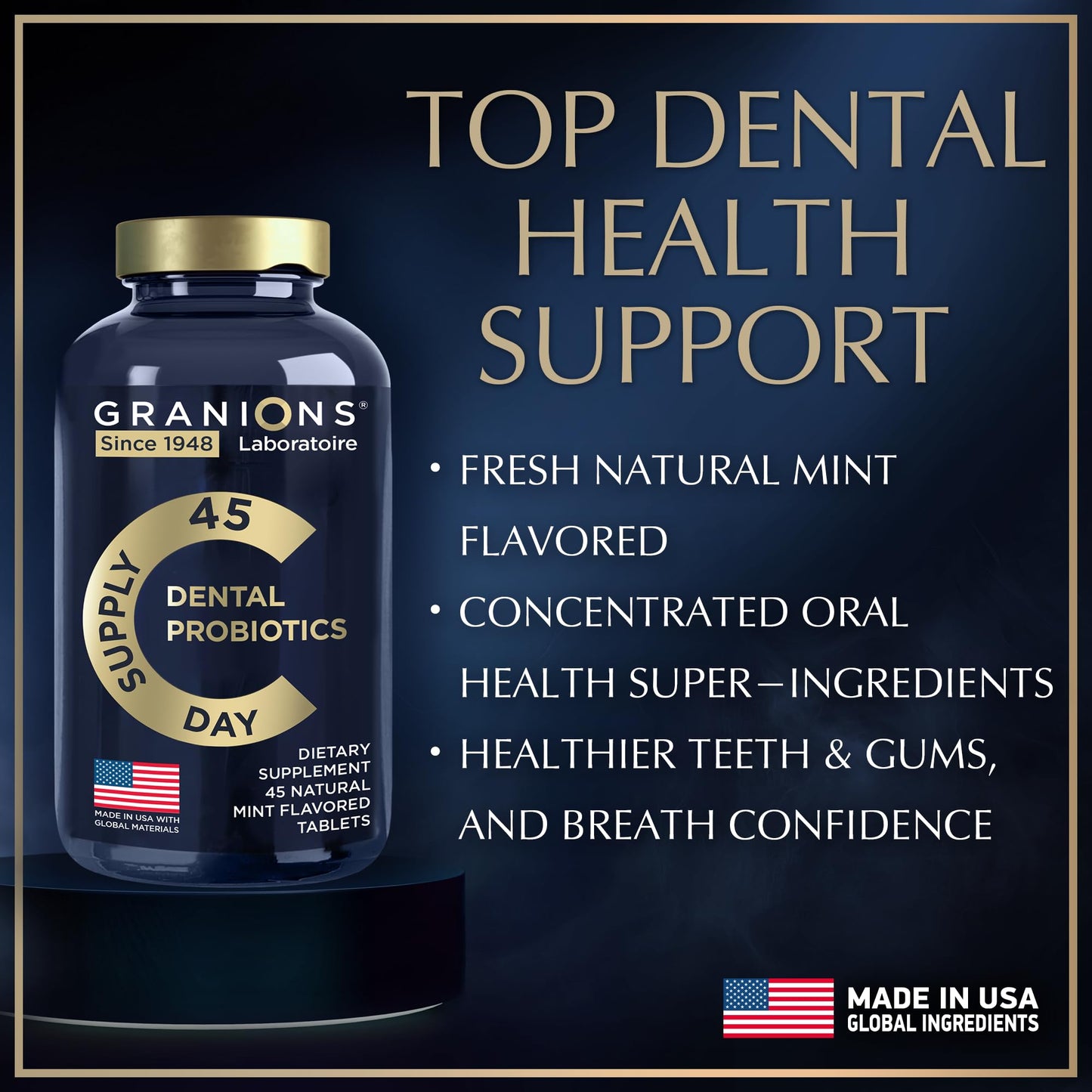 Dental Probiotics for Teeth and Gums - Fresh Breath Lactobacillus Salivarius Probiotic - 90 Mint Tablets
