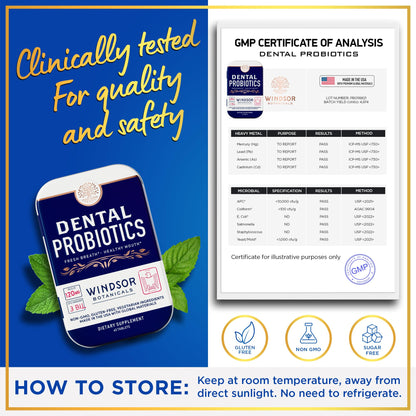 Dental Probiotics for Teeth & Gums – 3B CFU Lactobacillus Tablets (45 Chewables)