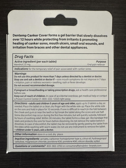 Dentemp Canker Cover 2pk – Canker Sore Medicine & Pain Relief (12 Count) for Adults