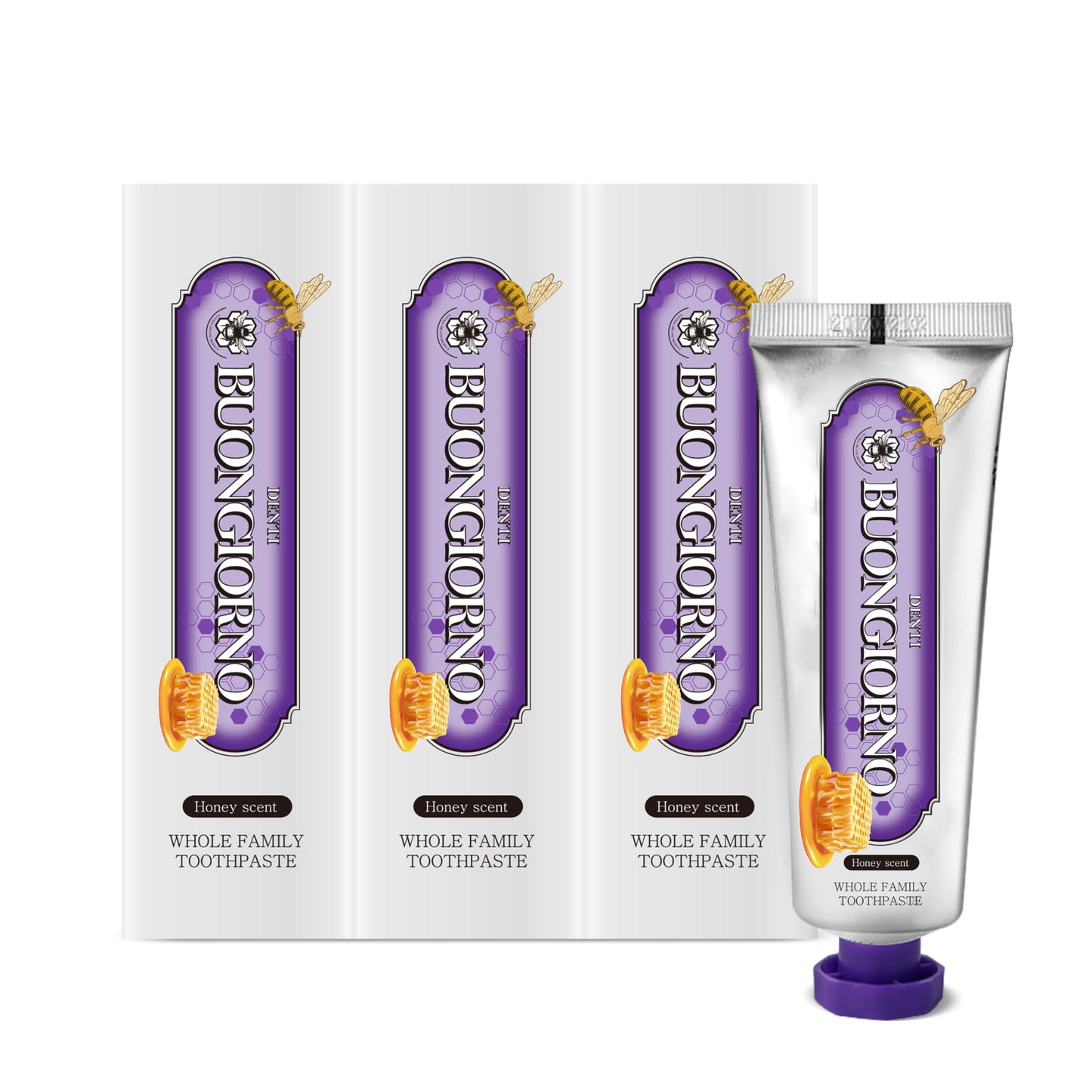 DENTI BUONGIORNO Gum Care Toothpaste – 3 Pack (Honey Mint) | Natural Fluoride, Paraben & SLS Free