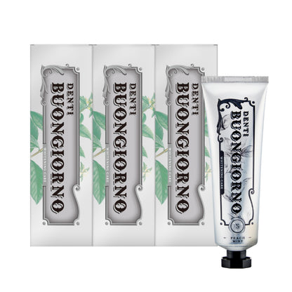 DENTI BUONGIORNO Peach Mint Whitening Toothpaste (3 Pack) – Natural Fluoride, Korean Formula, Paraben & SLS Free