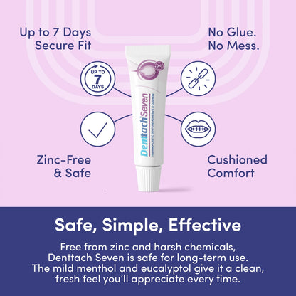 Denttach Thermoplastic Denture Adhesive – 7-Day Comfort, Zinc-Free (Pack of 2)