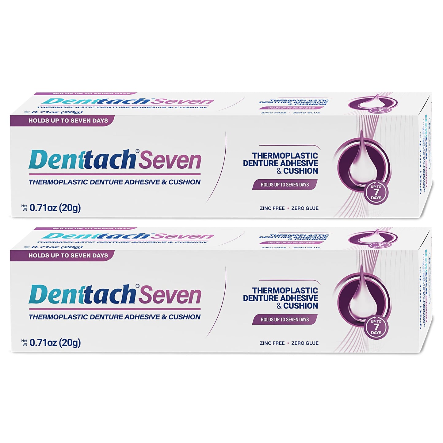 Denttach Thermoplastic Denture Adhesive – 7-Day Comfort, Zinc-Free (Pack of 2)