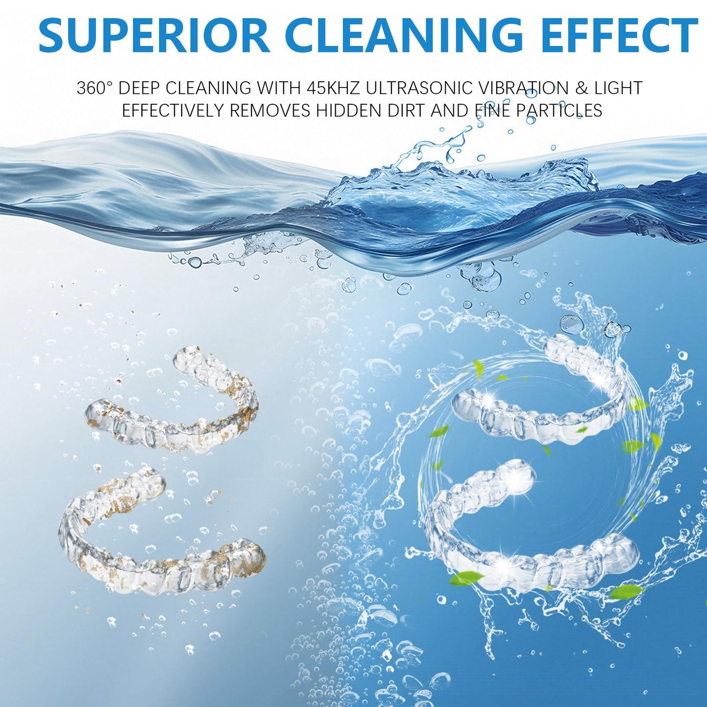 Ultrasonic Retainer Cleaner 45kHz – 4 Modes, 200ml, Denture & Jewelry