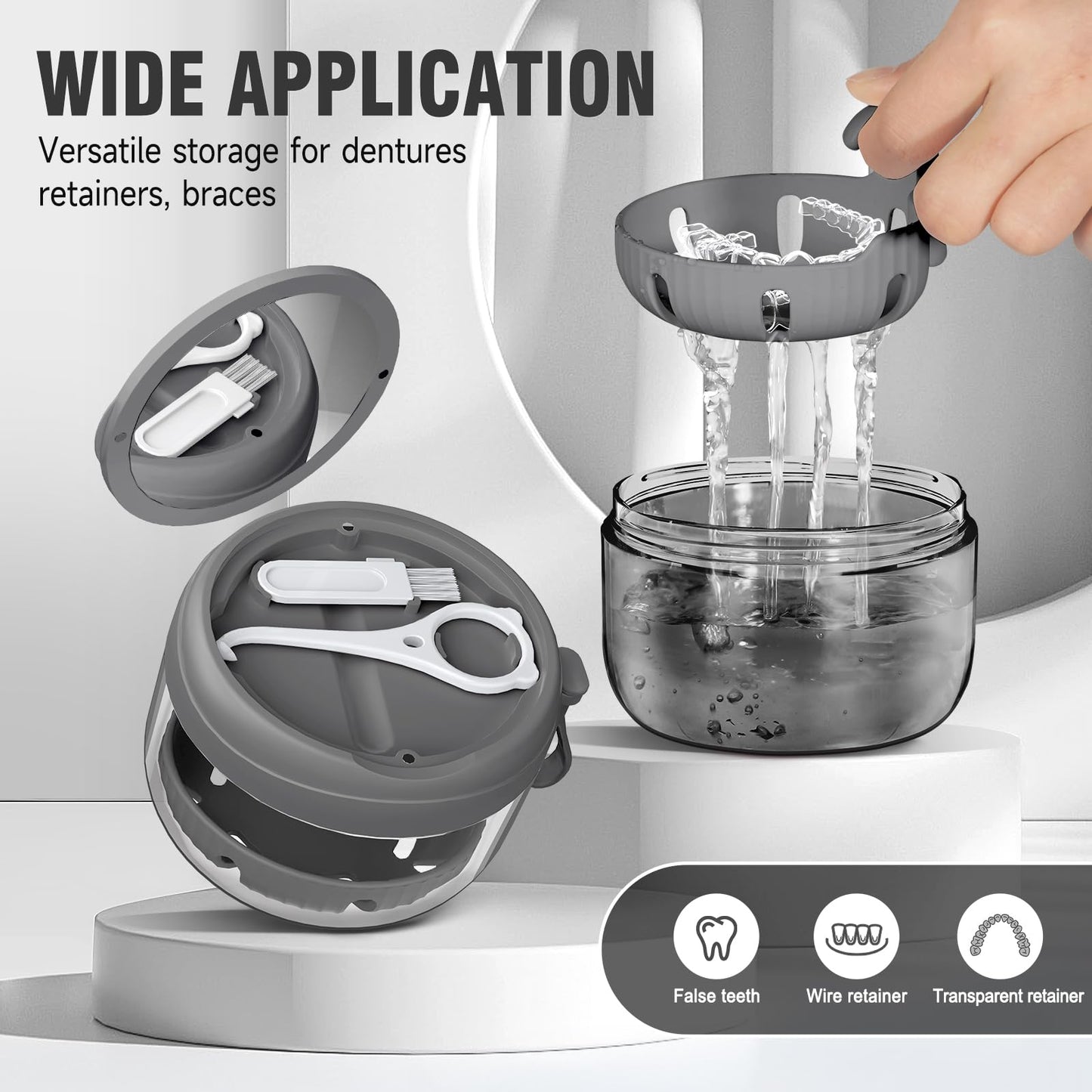 Denture Bath Box Cup – Leak-Proof Portable Retainer Case for Travel