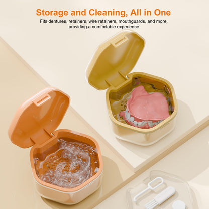 Denture Bath Case - Food-Grade Denture Cup with Removable Layers (Light Green)