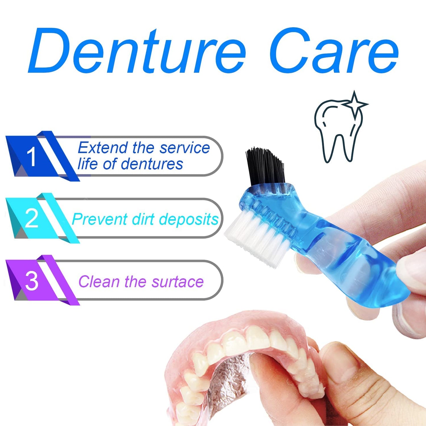 2 Pack Denture Bath Case – Purple & Dark Blue Travel Holder with Brush