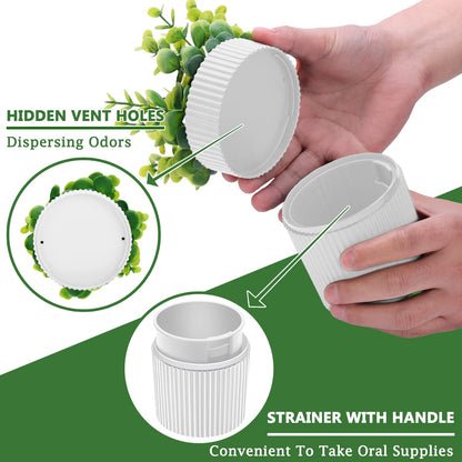 Denture Bath – Invisible Denture Case Hidden as Artificial Eucalyptus Plant | Retainer & Denture Cup