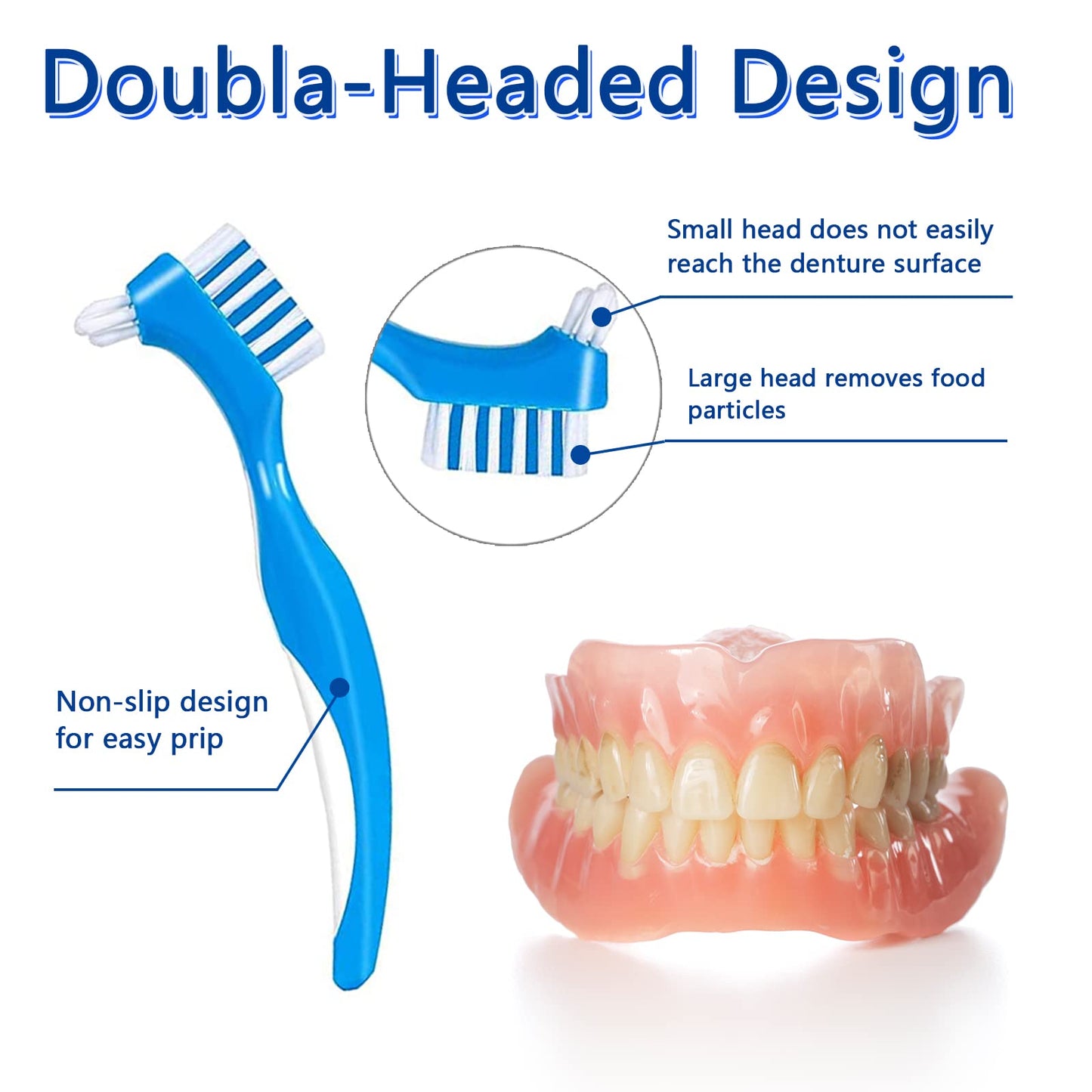 Denture Cleaner Box & Brush Set – 2 Pack, Portable Denture Storage