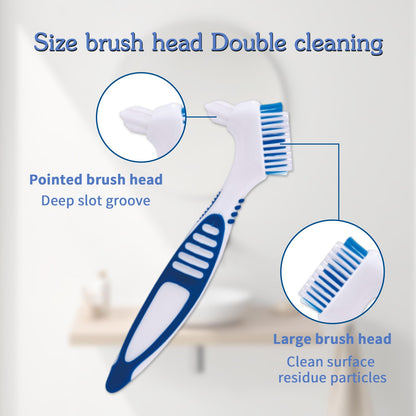 Denture Brush 2 Pcs with White Case – Comfort Grip & Multi-Tier Bristles