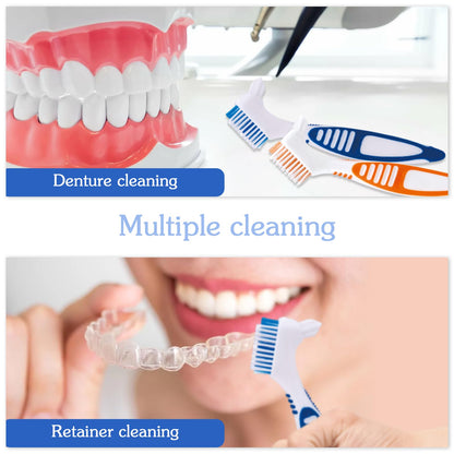 Denture Brush 2 Pcs with White Case – Comfort Grip & Multi-Tier Bristles