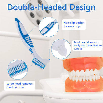 4-Piece Denture Brush Set for False Teeth – Multi-Layered Bristles, Ergonomic Rubber Handle