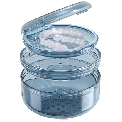2-in-1 Denture Case & Retainer Cleaning Box | No-Leak Denture Bath Box