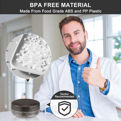 Leak-Proof Denture Case with Mirror - Travel Bath Box Grey