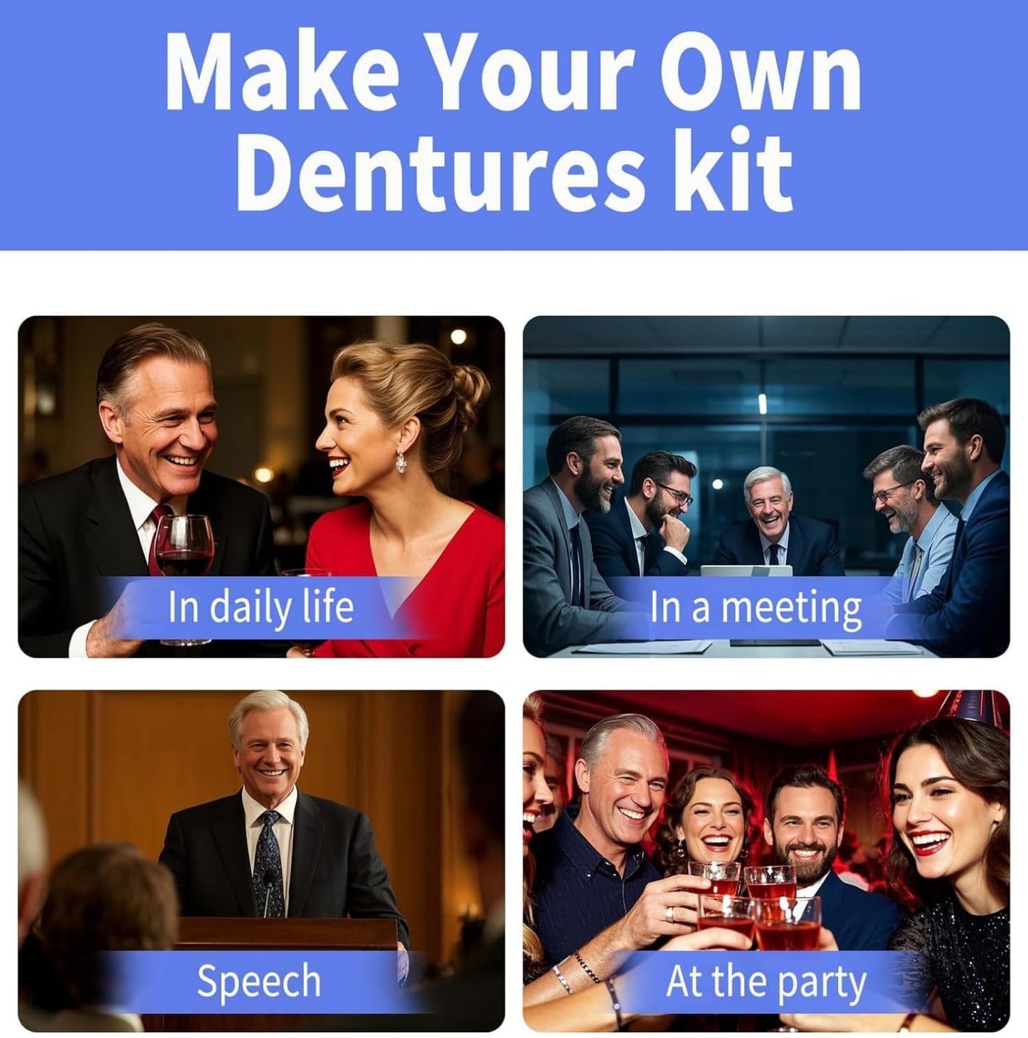 DIY Denture Kit - Complete Upper & Lower Teeth for Home Smile Makeover AA03
