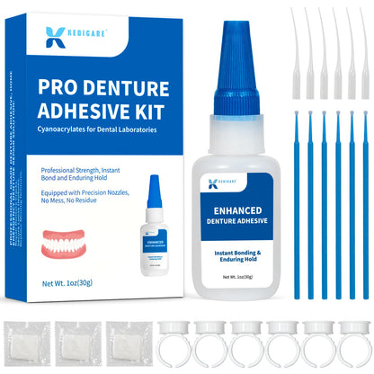 Dental Lab Denture Repair Adhesive Kit 1oz – Pro Instant Bonding Denture Glue for Repairs