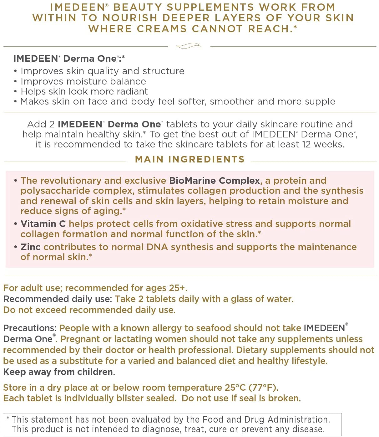 Derma One: First Signs of Aging Formula with Marine Complex & Antioxidant Supplement | IMEDEEN