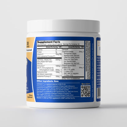 Collagen Fusion+ 7-in-1 Powder with VERISOL® & ImmunoLin® – Skin, Hair, Nails, Joints & Gut (Unflavored, 30 Servings)