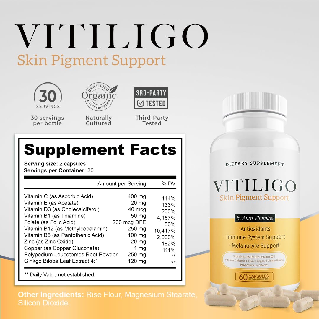 Dermawonder Vitiligo Capsules 60 Count - Support Pigmentation & Reduce White Spots