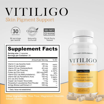 Dermawonder Vitiligo Capsules 60 Count | Effective Pigmentation Support & White Spot Reduction