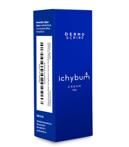 Dermoscribe Ichybum Anal Itching Cream – 28g | Hemorrhoid & Athlete’s Foot Relief with Hydrocortisone & Clioquinol