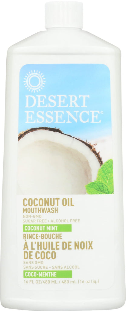 Desert Essence Coconut Oil Mouthwash - Alcohol & Sugar-Free | Gum Health & Fresh Breath (Adults & Kids 6+)