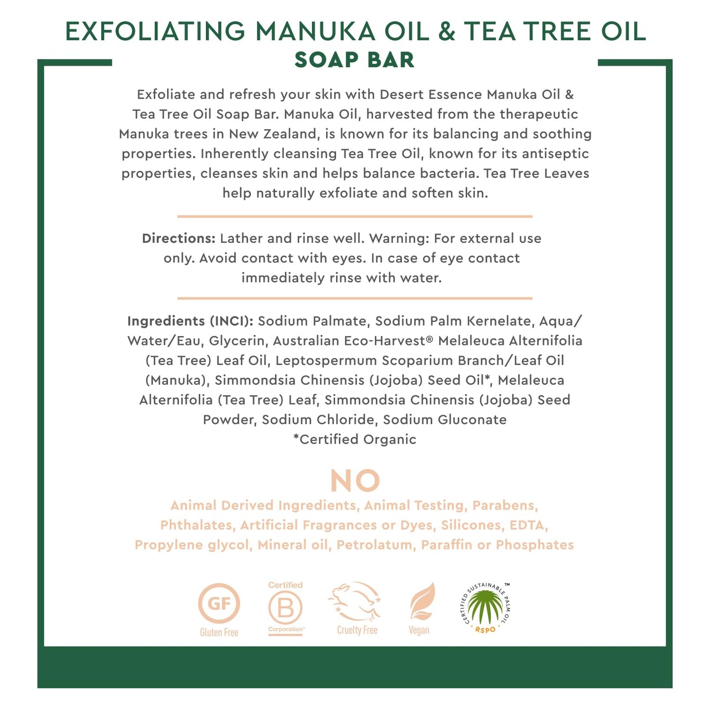 Desert Essence Manuka Tea Tree Oil Soap Bar - Natural Skincare