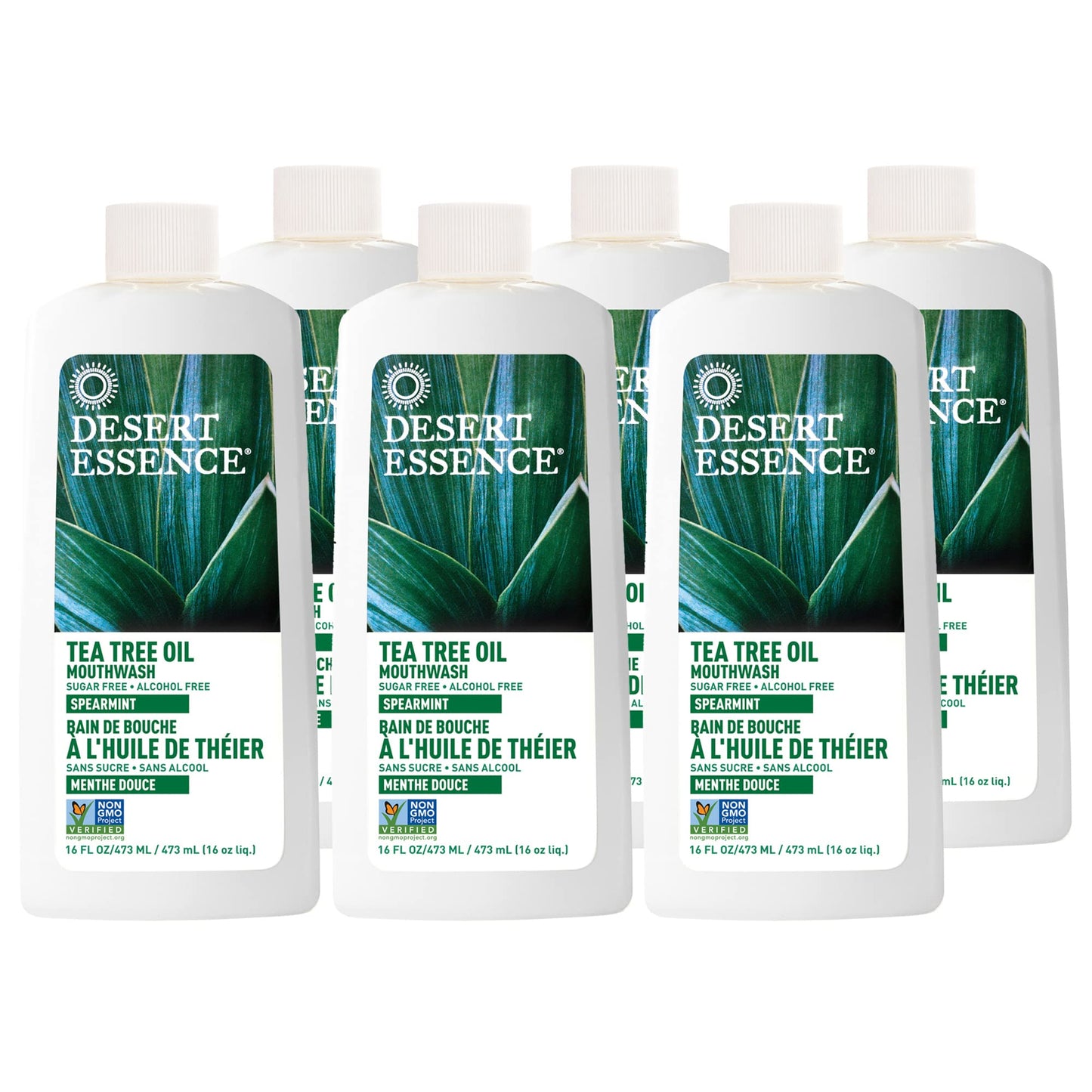 Desert Essence Tea Tree Oil Mouthwash 16 fl oz - Pack of 6 - Spearmint - Paraben Free