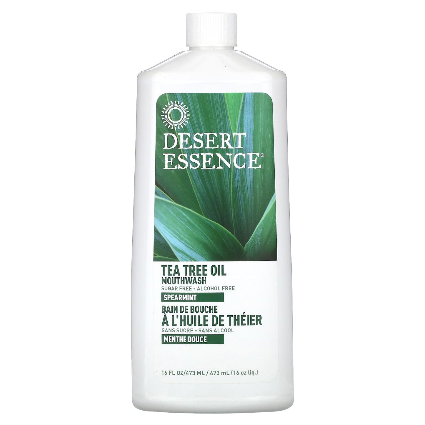 Desert Essence Tea Tree Mouthwash – Spearmint (16 oz) | Alcohol Free, Vegan, Non-GMO
