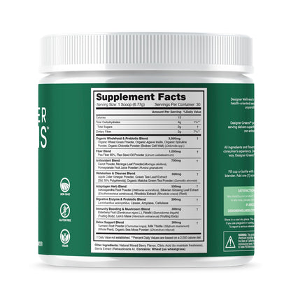 Designer Greens Powder with Prebiotics & Probiotics – 30 Servings | Designer Wellness