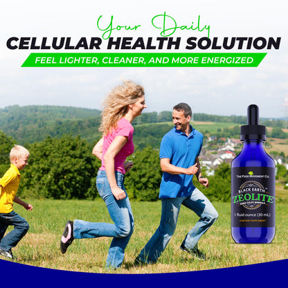 Black Earth Zeolite with Humic Fulvic Acids Trace Minerals for Adults and Kids for Detox, Gut Health and Immune Support - 1oz Liquid Drops Supplement