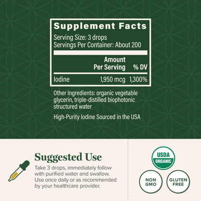 Detoxadine Nascent Liquid Iodine Drops - Thyroid Support | Organic • Vegan • Non-GMO | Global Healing Center